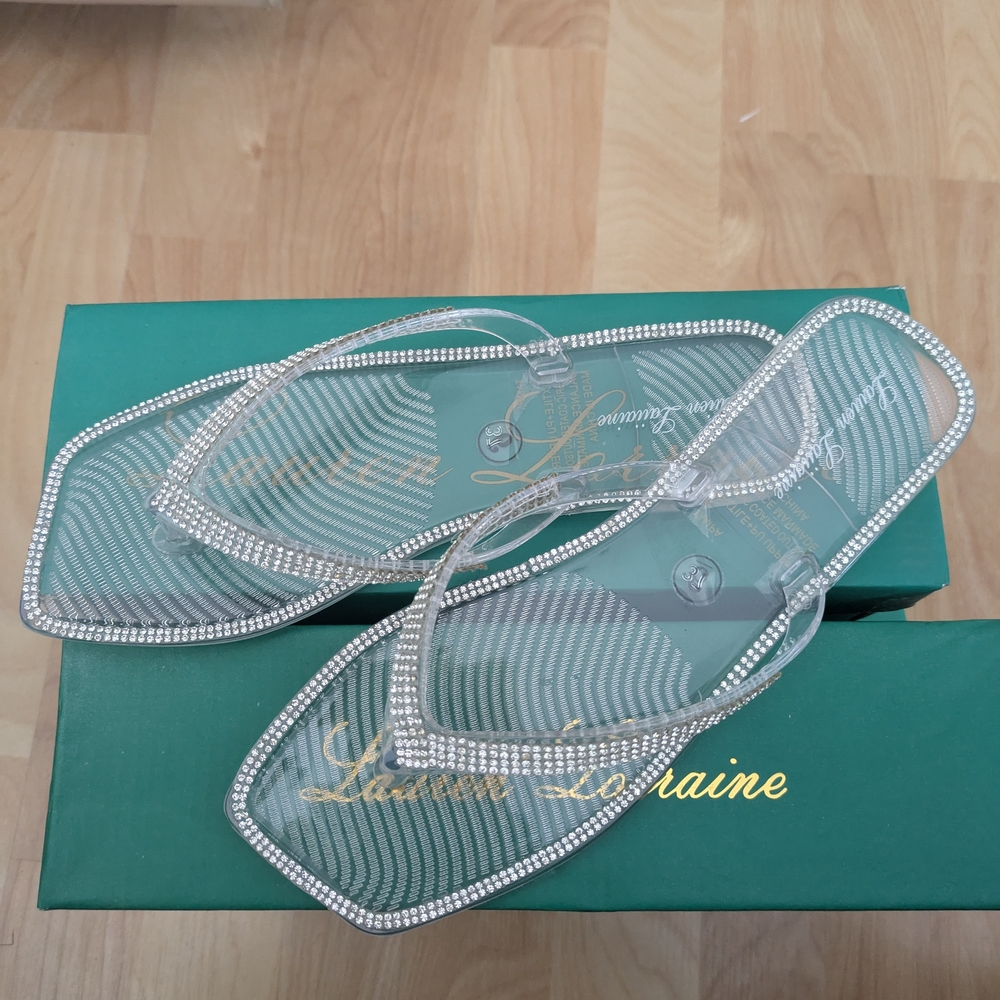 Lauren Lorraine Clear and Silver Rhinestone Jelly Sandals